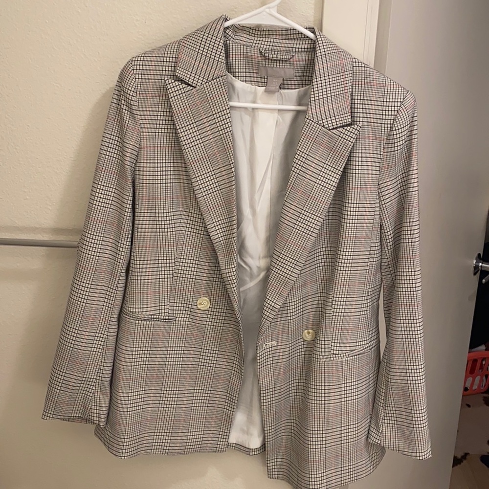 New, H&M plaid blazer, size 6
